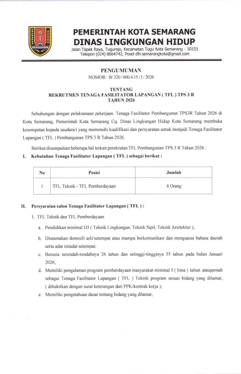 foto Berita REKRUTMEN TENAGA FASILITATOR LAPANGAN TPS3R TAHUN 2026
